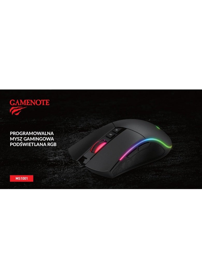 Generic - Havit MS1001 RGB Programmable Gaming Mouse with 7 Buttons, 4800 DPI, Customizable Backlit, 6 Adjustable Speeds - Wired Gaming Mouse-BLACK - Image 1