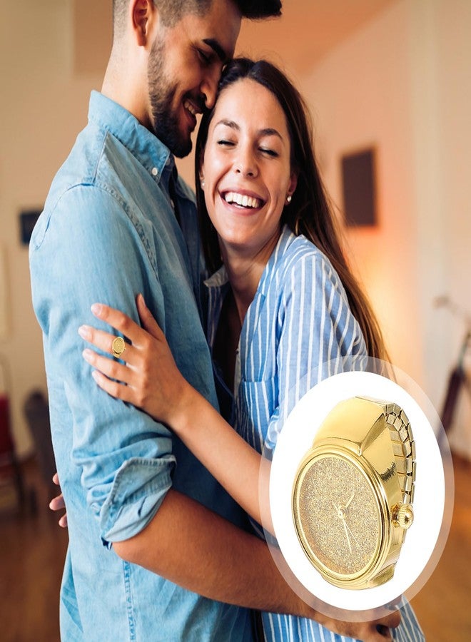 بو بيت بوب ساعة إصبع كلاسيكية من POPETPOP، ساعة خاتم عتيقة، ساعة كوارتز، خواتم أصابع، ساعات، خواتم، ساعة خاتم دائرية، زينة للرجال والنساء، ذهبية، 2.5 × 2.5 × 2.5 سم - Image 2