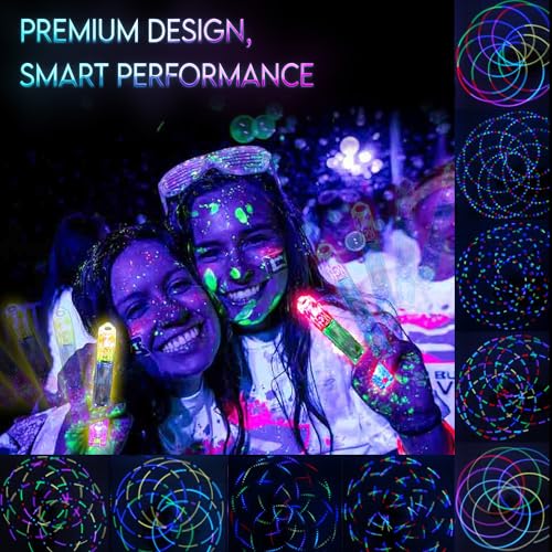 UltraPoi Ultralight LED Glow Stick (Single (1)) - Customizable Rainbow Glowstick with Over 70 Brilliant Color Modes & Flashing Patterns - LED Concert Light for Flow Arts, & Poi Spinning - Image 2