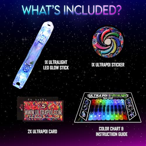 UltraPoi Ultralight LED Glow Stick (Single (1)) - Customizable Rainbow Glowstick with Over 70 Brilliant Color Modes & Flashing Patterns - LED Concert Light for Flow Arts, & Poi Spinning - Image 5