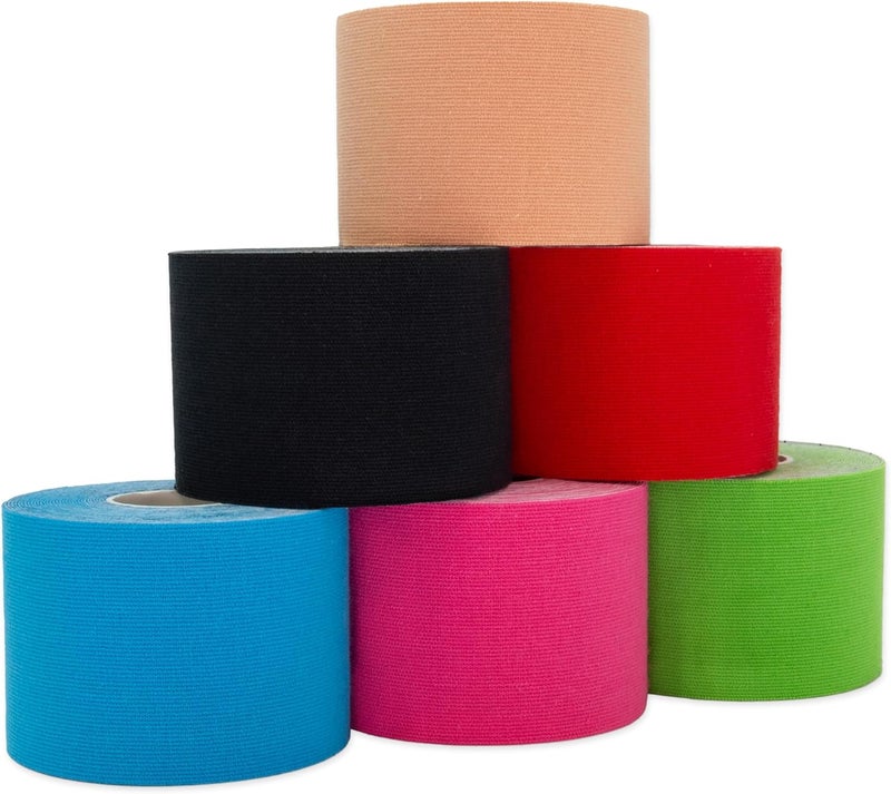 Axion Kinesiology Tape Uncut Mix Set | 6 Multicolored Rolls of Athletic Sports Tape | 16ft Length and 2'' Width | Waterproof • Skin-Friendly • Elastic | Ideal for Sports | - Image 1