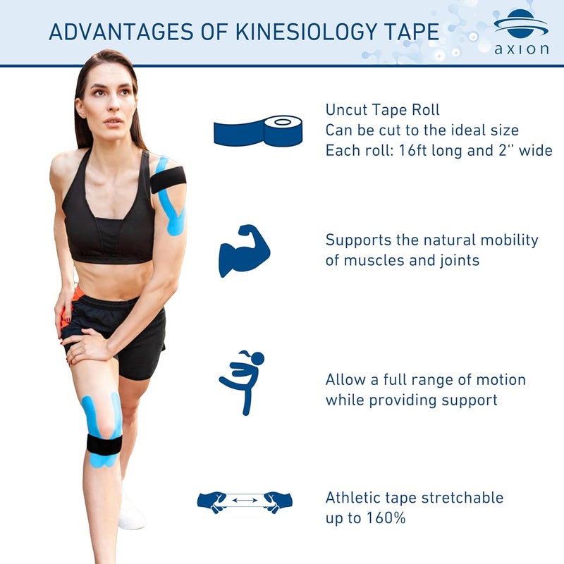 Axion Kinesiology Tape Uncut Mix Set | 6 Multicolored Rolls of Athletic Sports Tape | 16ft Length and 2'' Width | Waterproof • Skin-Friendly • Elastic | Ideal for Sports | - Image 2