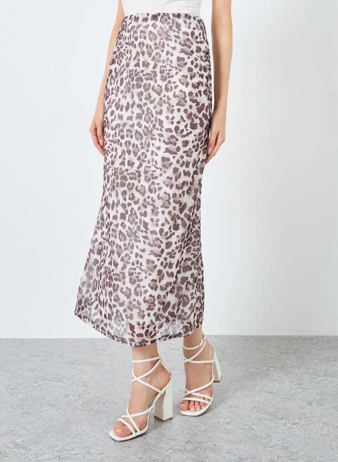 تايك تو Take Two Leopard Print Bodycon Maxi Skirt