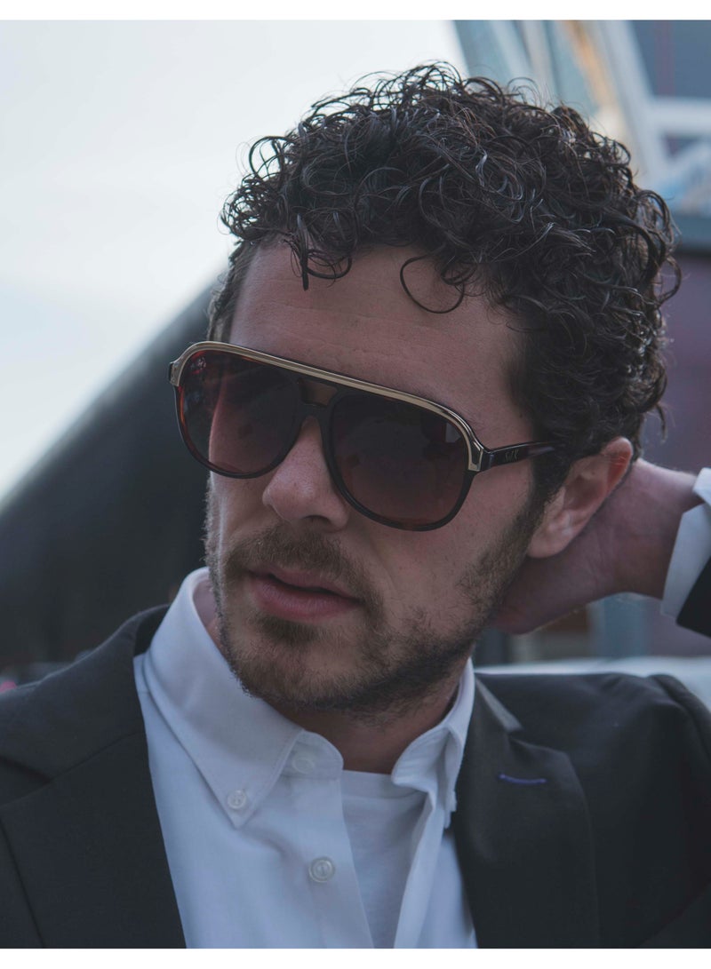 SOL.K Classic-K Sunglasses by Sol.K - Gradient Brown CR-39 Lenses, Havana Brown Acetate Frame, Stainless Steel Top Design, UV400 Protection - Image 3