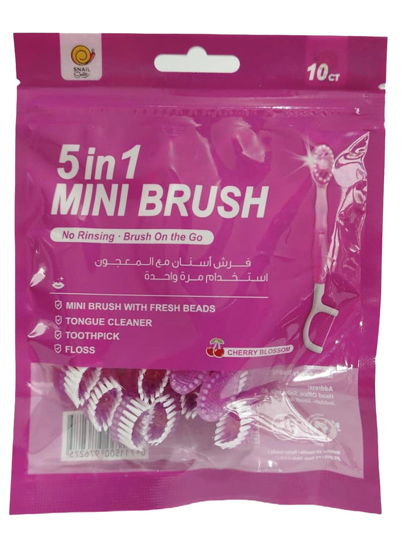 SNAIL 5 in 1 Mini Brush No Rinsing Brush On The Go Cherry Blossom 10 ct - Image 1