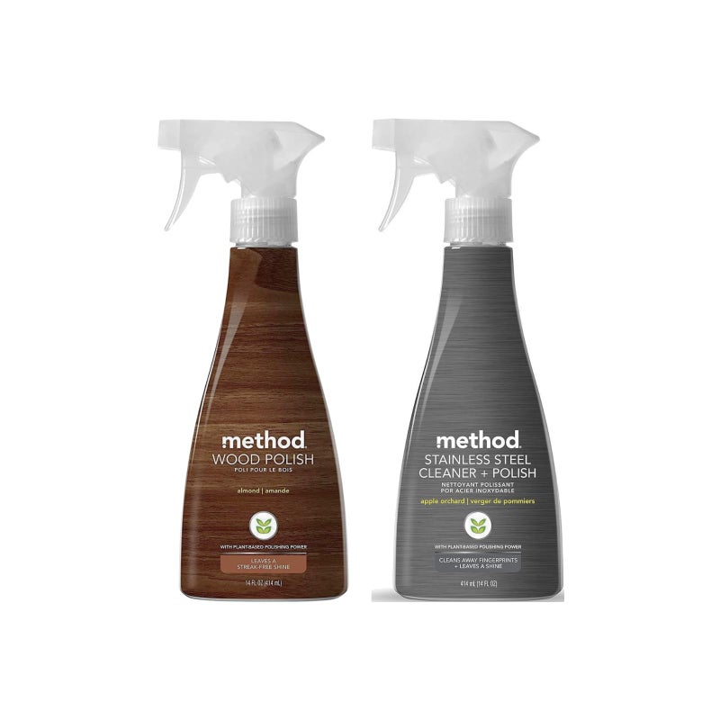 Method Stainless Steel Cleaner + Polish 14 oz Wood Polish, 14 oz. Bundle, 2 ct. - Image 1