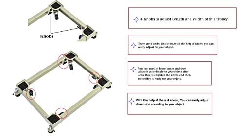 RISSACHI Heavy Duty Adjustable Wheeled Metal Stand for Top/Front Load Washing Machine, Refrigerator, Dishwasher, and Cooler 200 kgs Weight Capacity (Min. 16.6 X 20 inches, Max 26 X 31.5 inches) White - Image 5