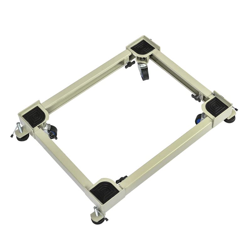 RISSACHI Heavy Duty Adjustable Wheeled Metal Stand for Top/Front Load Washing Machine, Refrigerator, Dishwasher, and Cooler 200 kgs Weight Capacity (Min. 16.6 X 20 inches, Max 26 X 31.5 inches) White - Image 1