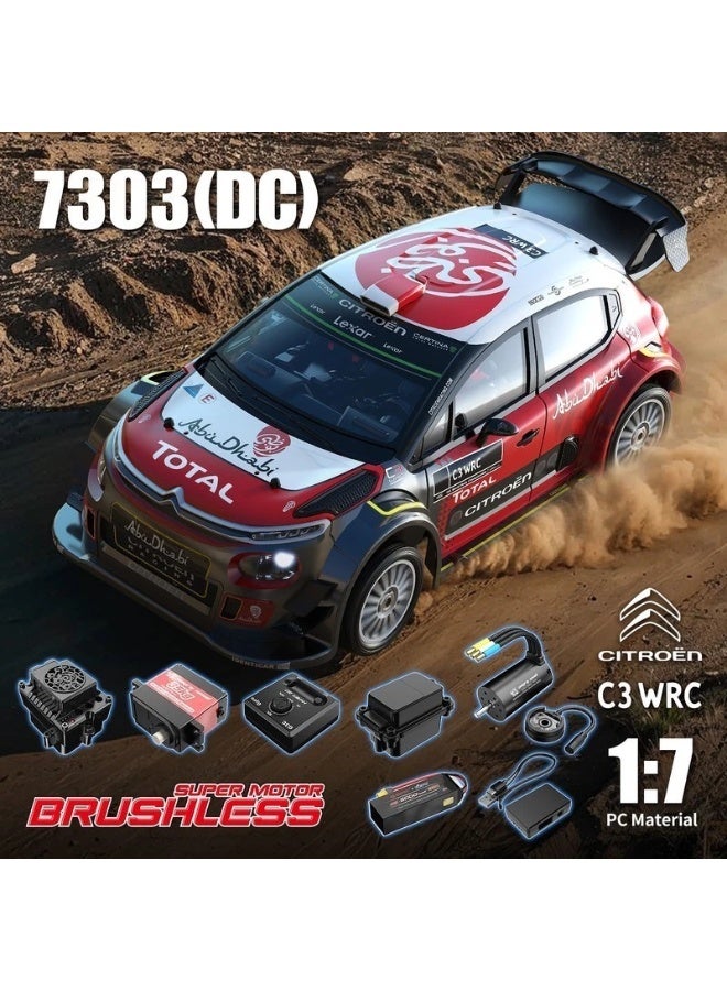 إم جيه إكس سيارة سباق MJX HYPER GO 7303 بمقياس 1/7، 2.4 جيجا هرتز، دفع رباعي، 3 قنوات، بدون فرشاة، عالية السرعة، موديلات سيارة سباق Citroen C3 RTR 4S lipo WRC مع بطارية وشاحن - Image 1