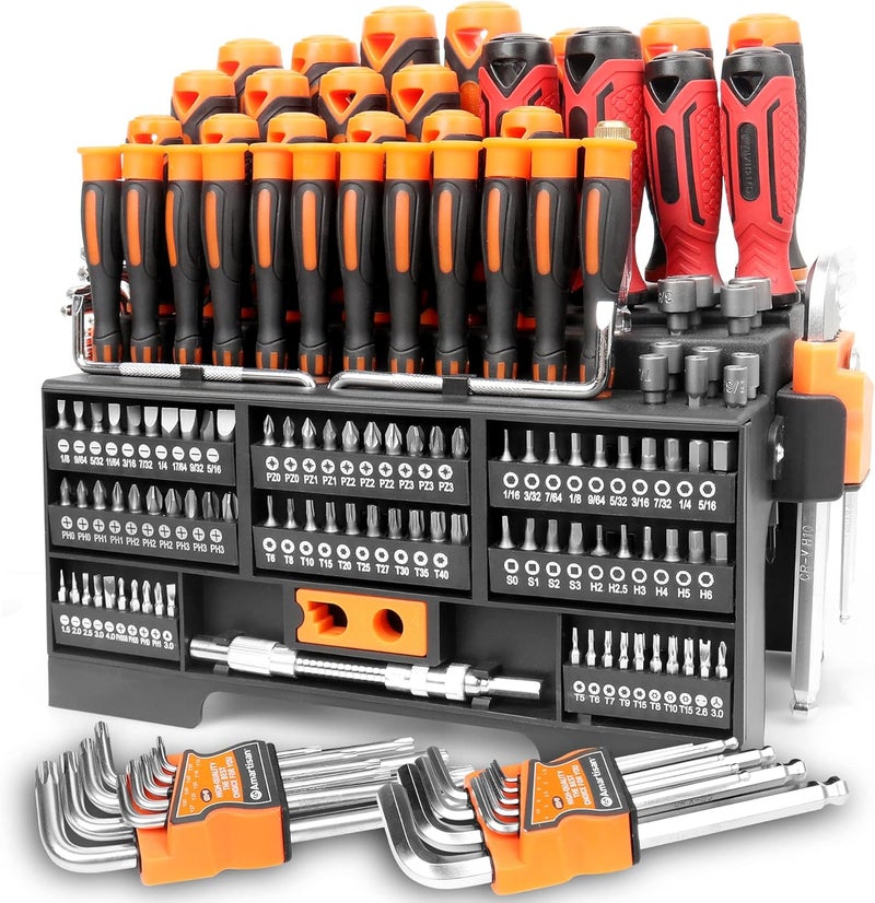 Amartisan 146-piece Magnetic Screwdrivers Set Plastic Racking, DIY Tools Set Tools for Men Gift, Includs Precision screwdriver, Magnetizer, Key Set, Nut Driver and Bit Set - Image 1