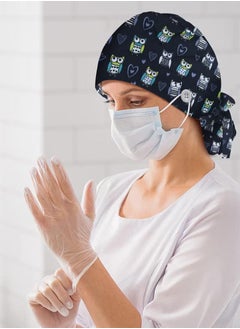 XiuWoo 3 Pack Surgical Caps for Long Hair, Adjustable Elastic Nursing Cap with Button and Sweatband, Bouffant Cotton Hats Scrub Cap for Women  - Image 4