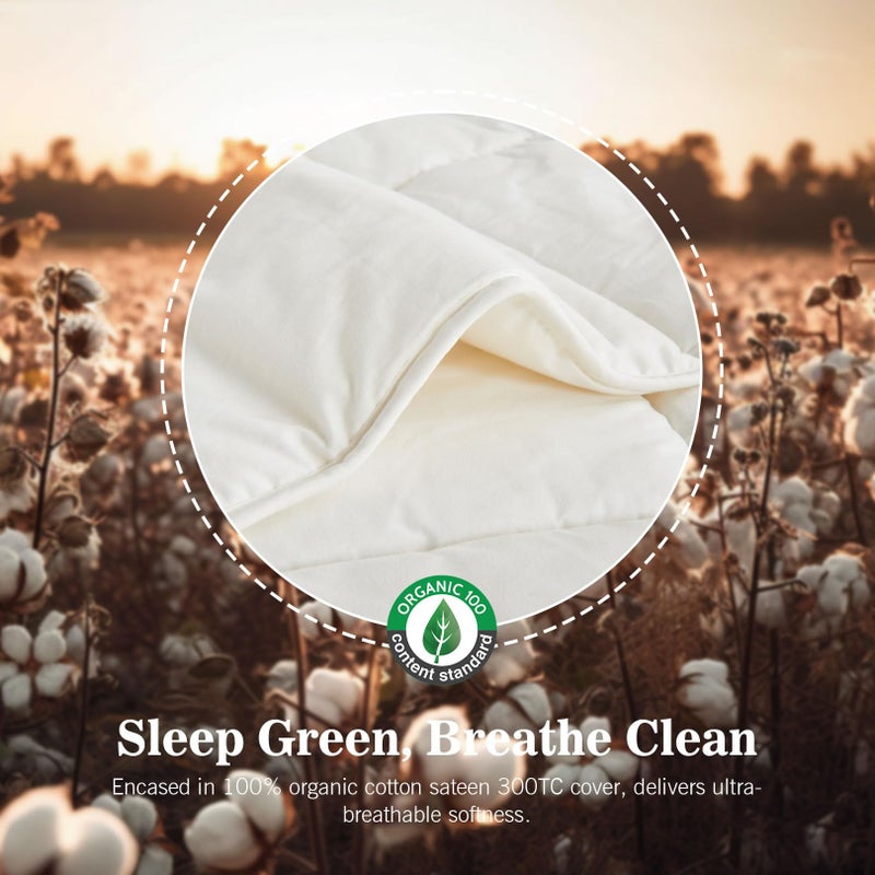 KUSNUG Climaloft Hybrid Wool Comforter King Size with 100% Organic Cotton, Hypoallergenic Down Alternative Luxury Duvet Insert with Tabs, Temperature Regulating All-Season Bedding, White - Image 3