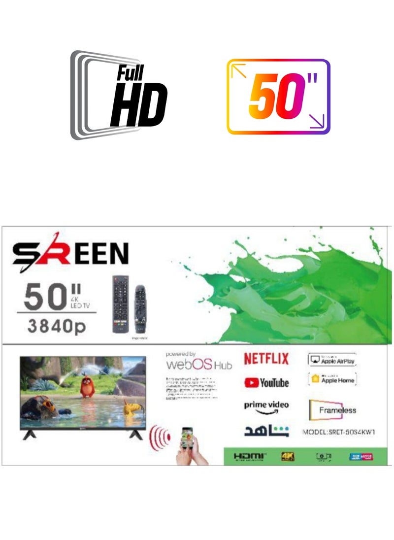 سرين شاشة تلفزيون سرين 50 بوصه بدون إطار , وضوح فائق الجودة 4K- نظام ويب او اسWEB OS مع  ريموت ماجيك  - Image 1