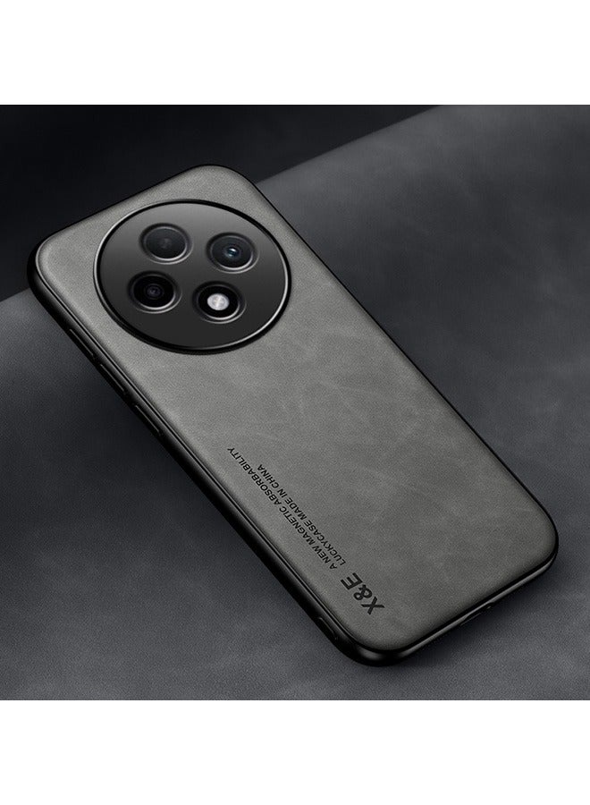 Case for Oppo Reno 12F 5G, Shockproof Cases, Anti-Fall Drop Protection, PU+TPU+PC High Quality Materials, Cover Bumper Built-in Metal Plate for Oppo Reno 12F 5G (Grey) - Image 1