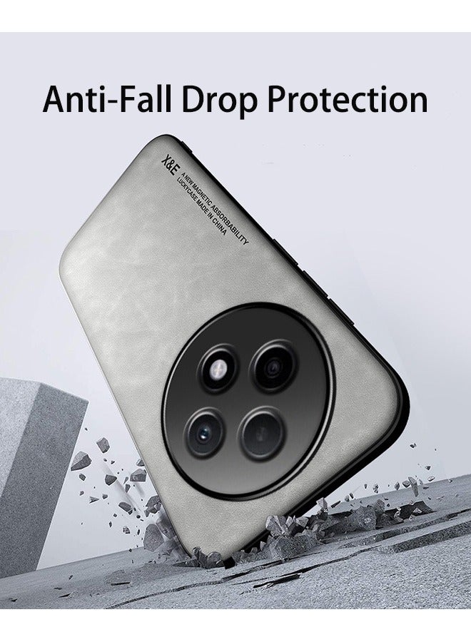 Case for Oppo Reno 12F 5G, Shockproof Cases, Anti-Fall Drop Protection, PU+TPU+PC High Quality Materials, Cover Bumper Built-in Metal Plate for Oppo Reno 12F 5G (Grey) - Image 4