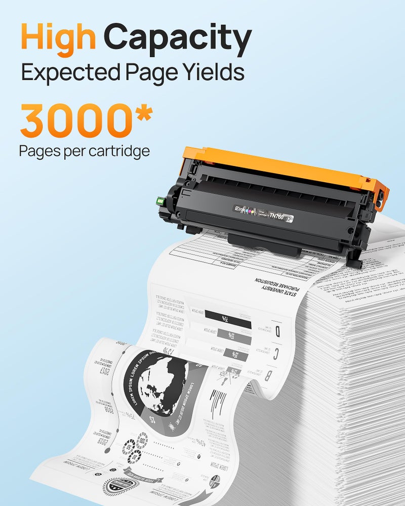 E-Z Ink TN760 Toner for Brother Printer Compatible for Brother TN-760 TN730 TN-730 Toner Cartridges to Use with MFC-L2710DW MFC-L2750DW HL-L2350DW HL-L2370DW HL-L2395DW L2390DW DCP-L2550DW (4 Black) - Image 3