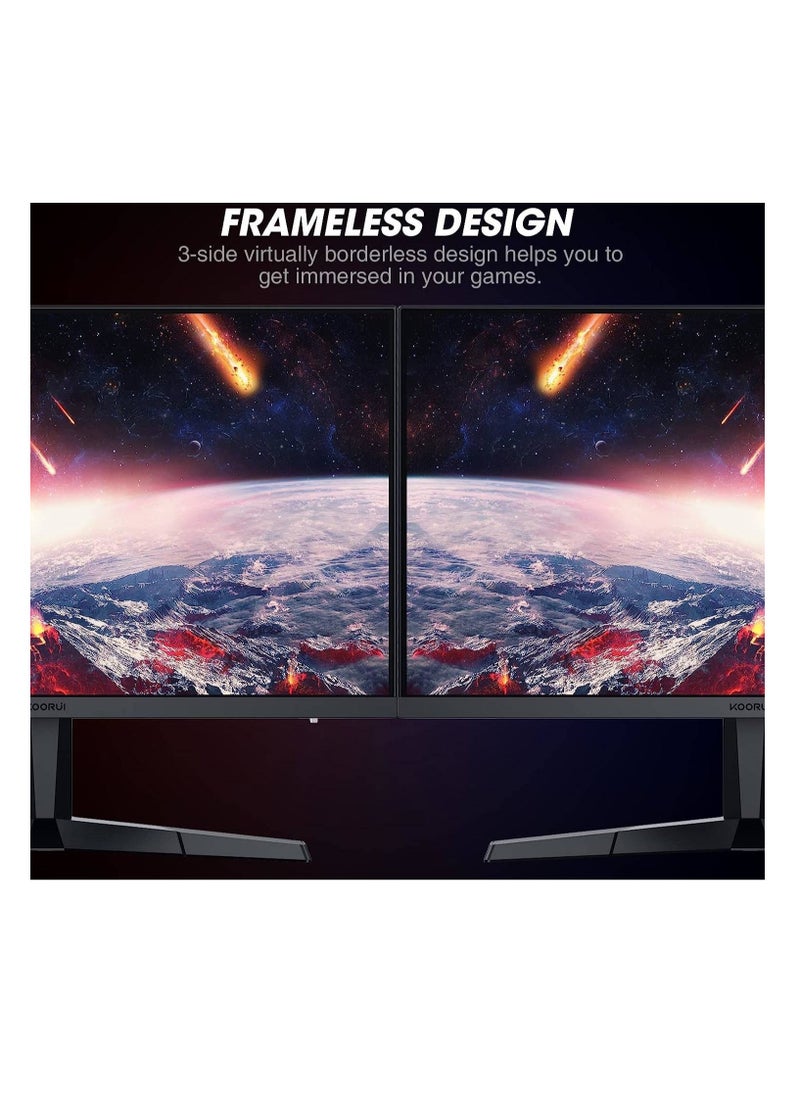 KOORUI - KOORUI 24E3 24" FHD IPS Gaming Monitor, Ultra Slim Frame, 165Hz Refresh Rate, 1ms Response Time, 99% sRGB, FreeSync (G-Sync Compatible) VESA Mountable, HDMI / DisplayPort, Black | 24E3 - Image 1
