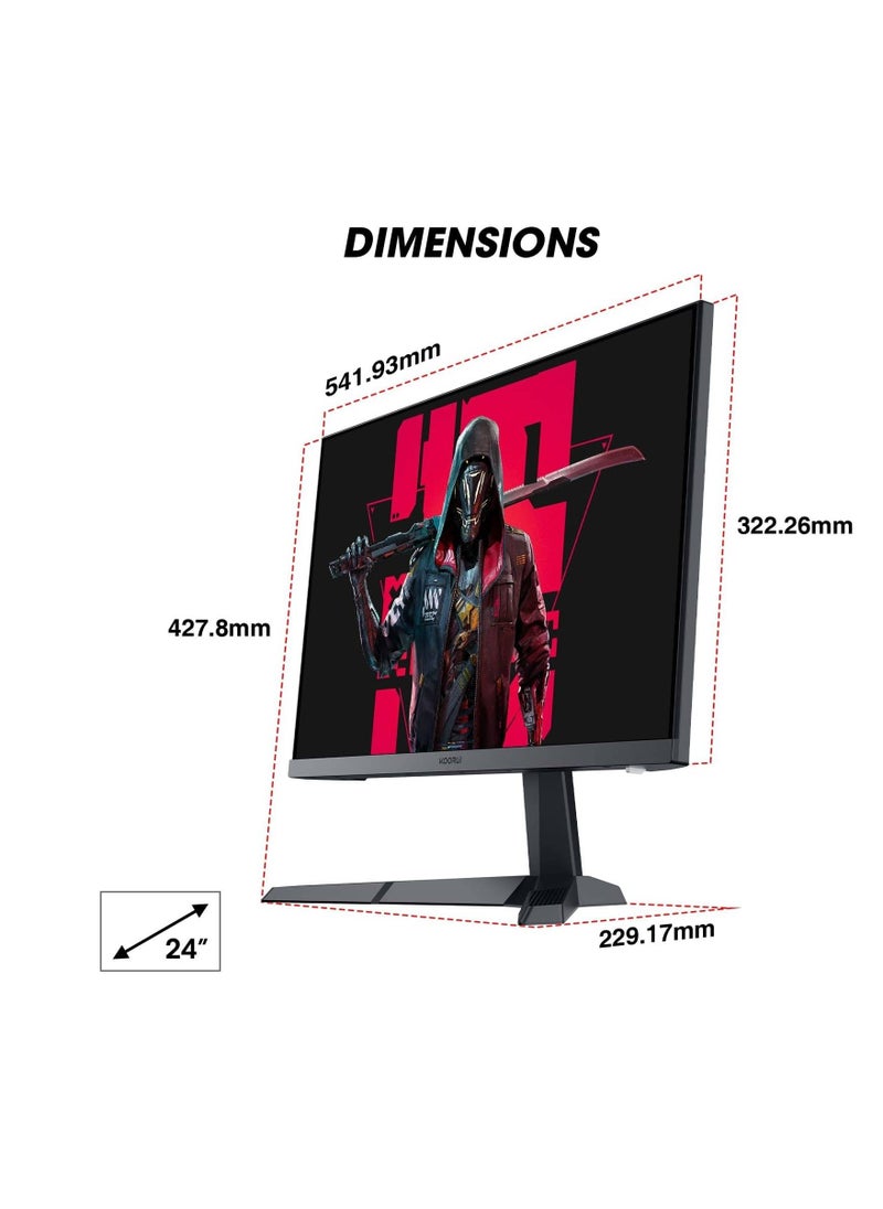 KOORUI - KOORUI 24E3 24" FHD IPS Gaming Monitor, Ultra Slim Frame, 165Hz Refresh Rate, 1ms Response Time, 99% sRGB, FreeSync (G-Sync Compatible) VESA Mountable, HDMI / DisplayPort, Black | 24E3 - Image 1