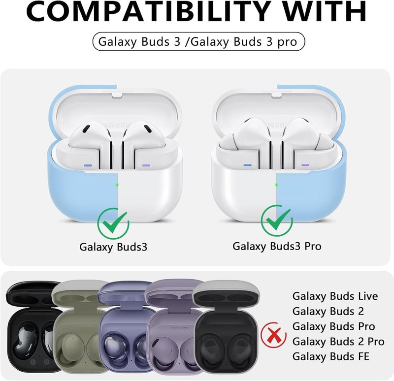 Meyaar Case Compatible with Samsung Galaxy Buds3 Pro/Galaxy Buds 3 with Keychain, Cute Cartoon Silicone Shockproof Protective Case for Men Women (Sky Blue) - Image 2