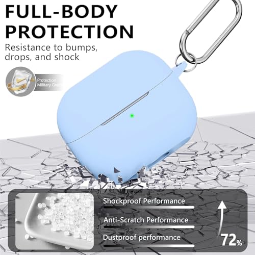 Meyaar Case Compatible with Samsung Galaxy Buds3 Pro/Galaxy Buds 3 with Keychain, Cute Cartoon Silicone Shockproof Protective Case for Men Women (Sky Blue) - Image 3