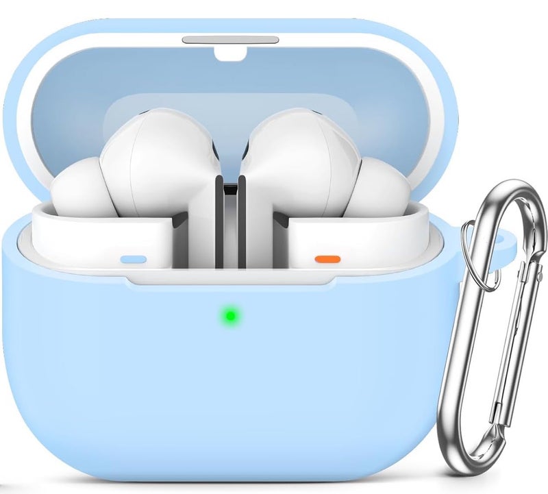 Meyaar Case Compatible with Samsung Galaxy Buds3 Pro/Galaxy Buds 3 with Keychain, Cute Cartoon Silicone Shockproof Protective Case for Men Women (Sky Blue) - Image 5