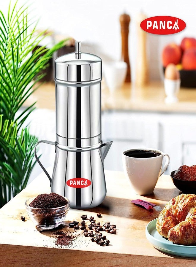 PANCA Stainless Steel Premium Filter Coffee Maker With Handle, Mocha Pot, 4-6 Cups, Large, 250ml (304 Grade SS) - Image 2