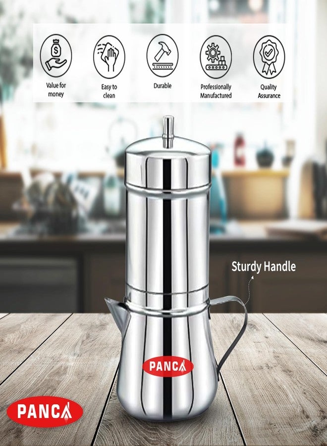 PANCA Stainless Steel Premium Filter Coffee Maker With Handle, Mocha Pot, 4-6 Cups, Large, 250ml (304 Grade SS) - Image 4