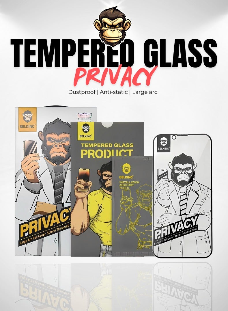 Belking iPhone 16 Pro Privacy Screen Protector - 9H Tempered Glass, Anti-Spy, Full Coverage, Case-Friendly - Image 4