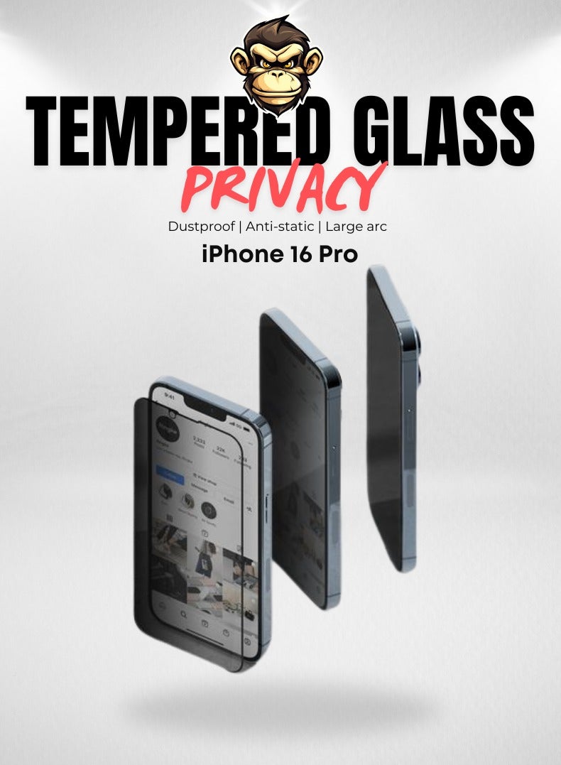 Belking iPhone 16 Pro Privacy Screen Protector - 9H Tempered Glass, Anti-Spy, Full Coverage, Case-Friendly - Image 1