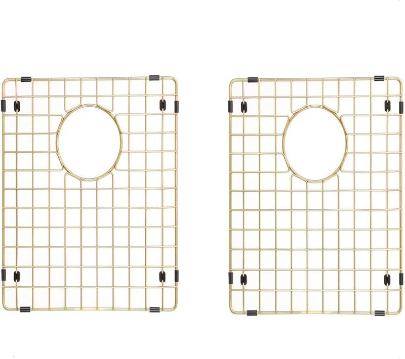 Starstar 50/50 Double Bowl Kitchen Sink Bottom Two Grids, Matte Gold 304 Stainless Steel (11.75 x 14) - Image 1
