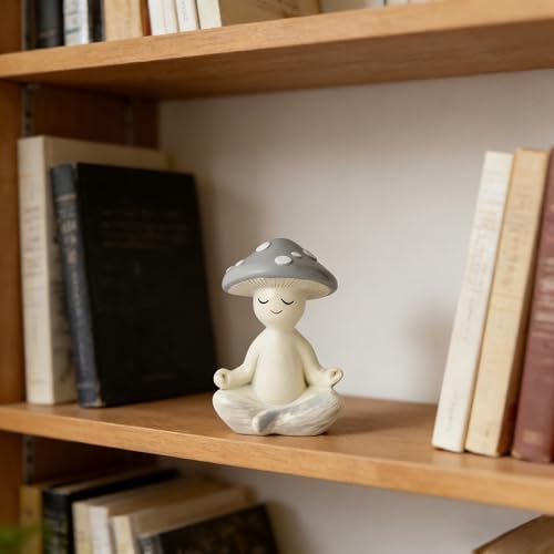 CYjorkbgg Meditation Mushroom Resin Statue - Cute Meditation Mushroom Statue for Desk Living Room Resin Figurine for Home Patio Office Decoration Cute Plant Statues for Tabletop Garden Backyard Decor - Image 4