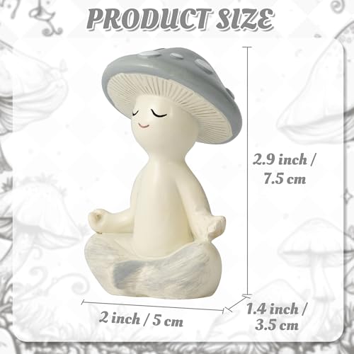 CYjorkbgg Meditation Mushroom Resin Statue - Cute Meditation Mushroom Statue for Desk Living Room Resin Figurine for Home Patio Office Decoration Cute Plant Statues for Tabletop Garden Backyard Decor - Image 2
