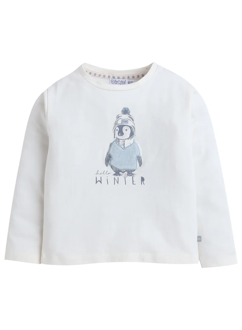 Dirkje Dirkje Hello Winter Penguin Tee & Light Grey Joggers Set