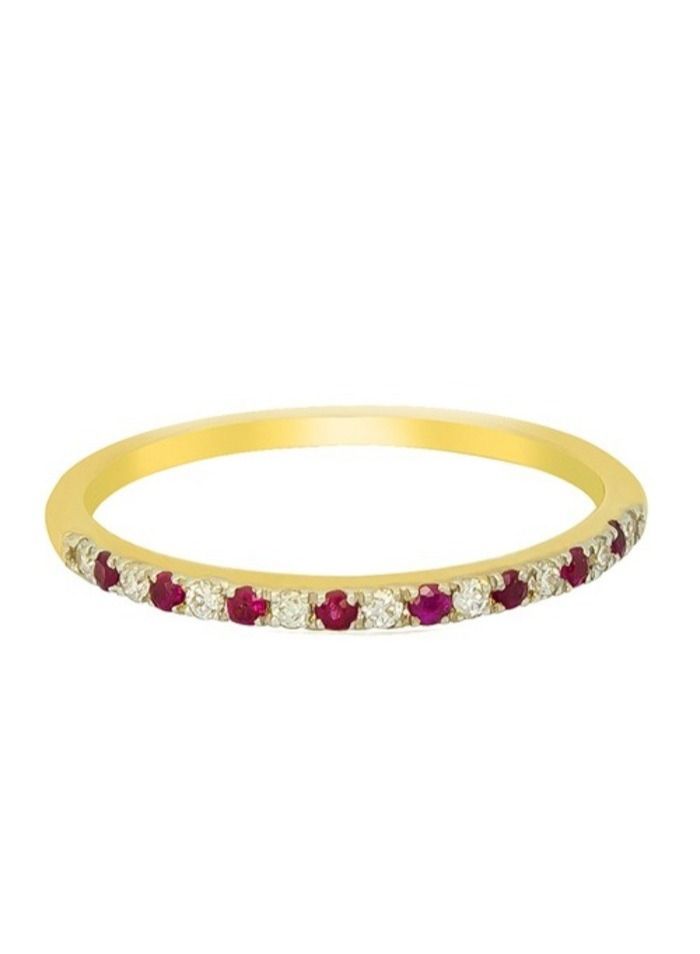 Capri Gold Capri Gold Half Eternity Ruby Diamond Pave Ring in 18K White Gold, 10 US - Image 1