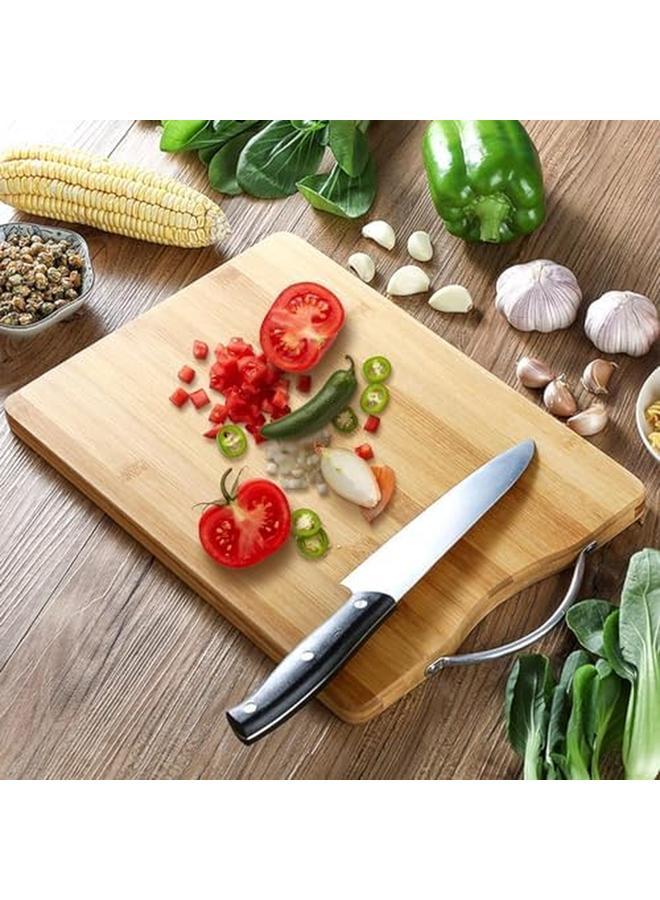 سكاي تاتش طقم مقاسات لوح تقديم تقطيع من خشب الخيزران مع مقبض من الفولاذ المقاوم للصدأ مناسب للحوم والخضروات والجبن "20*30 24*34 30*40 سم" - Image 4