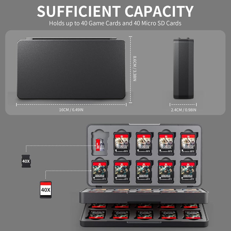 FANPL Game Case Holder for Nintendo Switch 2 (2025), 40 Game Card and 40 Micro SD Card Slots Portable Storage Case for Switch 2, Cartridge Box with Hard Shell & Soft Liner - Image 2