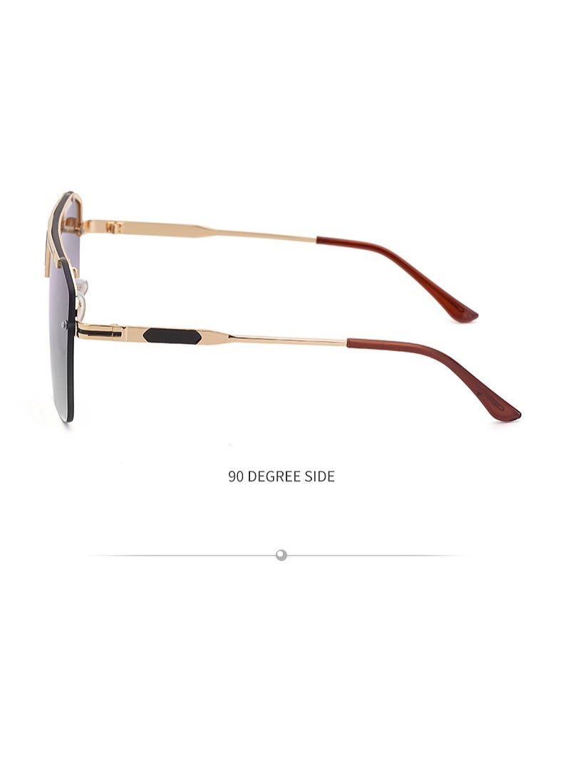 Luxury Oversized Sunglasses for Men, UV400 Protection, Gold Metal Frame, Fashion Driving Shades - Image 2
