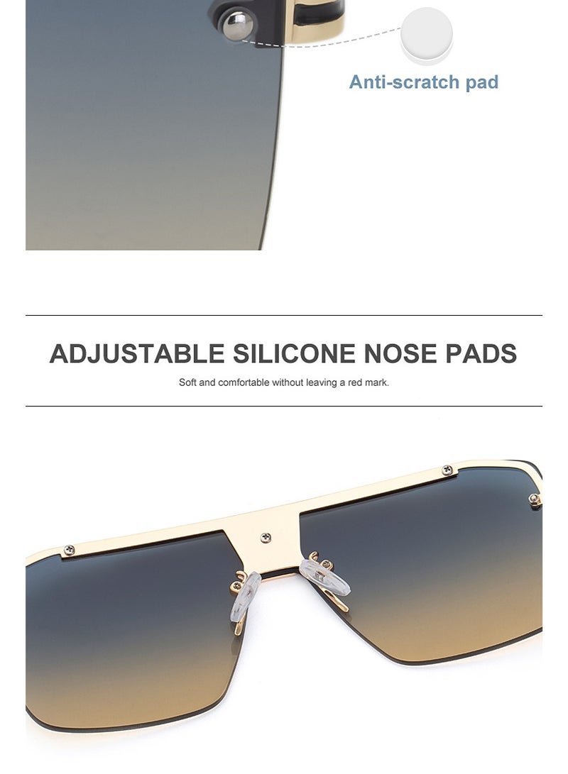 Luxury Oversized Sunglasses for Men, UV400 Protection, Gold Metal Frame, Fashion Driving Shades - Image 4