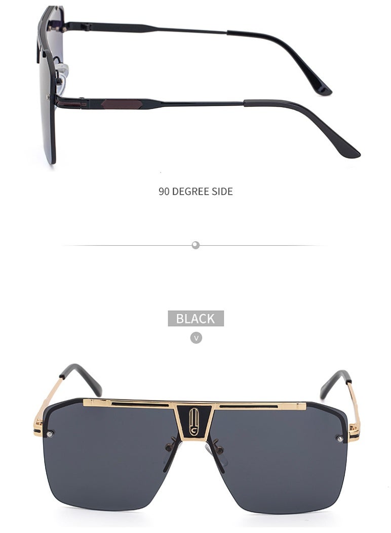Luxury Oversized Sunglasses for Men, UV400 Protection, Gold Metal Frame, Fashion Driving Shades - Image 5