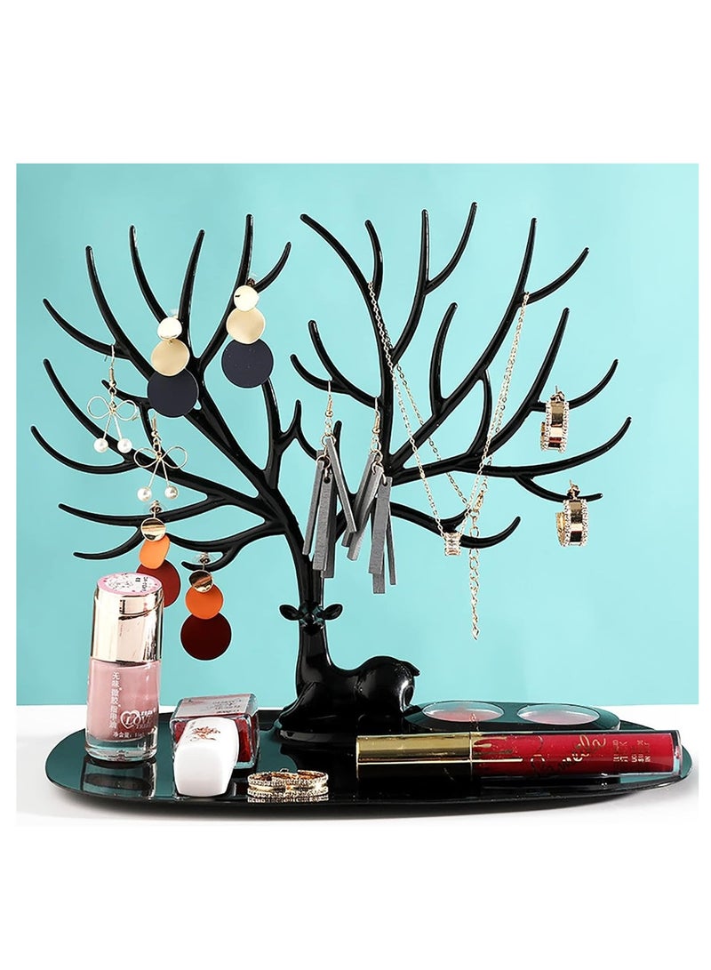 منظم وحامل مجوهرات وإكسسوارات على شكل شجرة باللون الأسود - Image 2