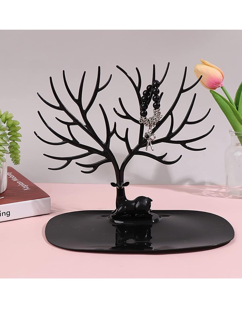 منظم وحامل مجوهرات وإكسسوارات على شكل شجرة باللون الأسود - Image 3