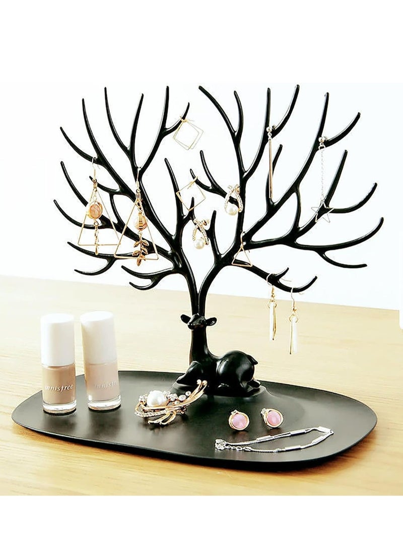 منظم وحامل مجوهرات وإكسسوارات على شكل شجرة باللون الأسود - Image 4