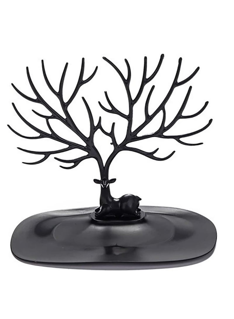 منظم وحامل مجوهرات وإكسسوارات على شكل شجرة باللون الأسود - Image 5