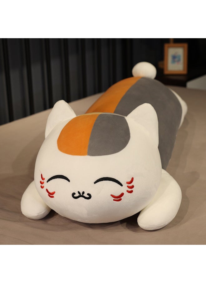 null - Niang Kou Three Three Three Cat Teacher Long Pillow Sleeping Long Doll Pillow Sleeping Doll Removable And Washable Xia Mu Friends Account-Specifications:110CM-Color:White Eyes Open - Image 1