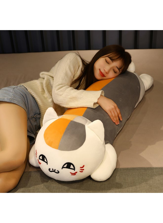 null - Niang Kou Three Three Three Cat Teacher Long Pillow Sleeping Long Doll Pillow Sleeping Doll Removable And Washable Xia Mu Friends Account-Specifications:110CM-Color:White Eyes Open - Image 1