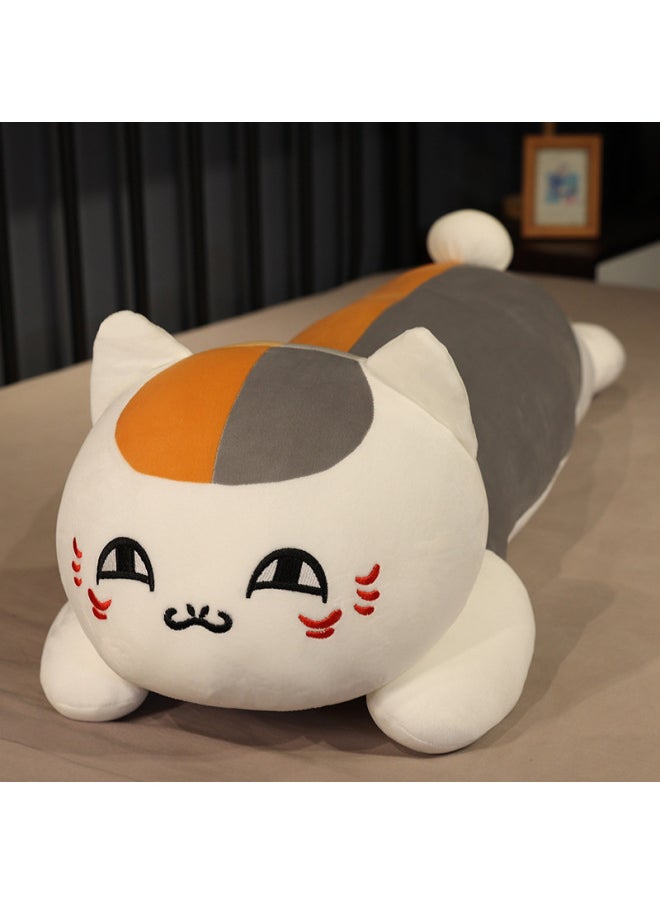 null - Niang Kou Three Three Three Cat Teacher Long Pillow Sleeping Long Doll Pillow Sleeping Doll Removable And Washable Xia Mu Friends Account-Specifications:110CM-Color:White Eyes Open - Image 1
