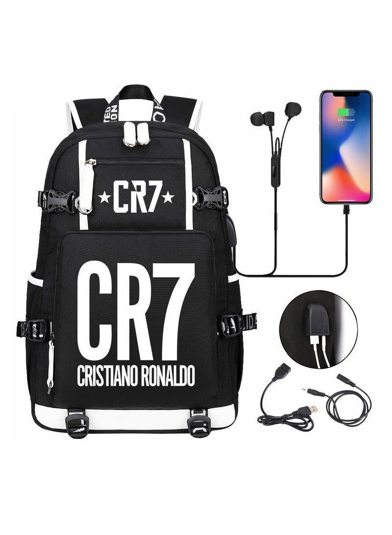CR7 USB Printed Earphones For Youth Leisure Travel Backpack
