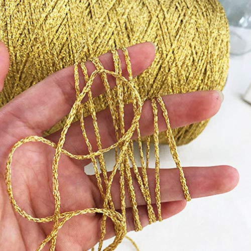 Clisil DIY Gold Yellow Lurex Thread - Shining Glitter Sparkle Metal Yarn for Crochet, Knitting, Sweater, Scarf, Bag & Accessory - Image 1