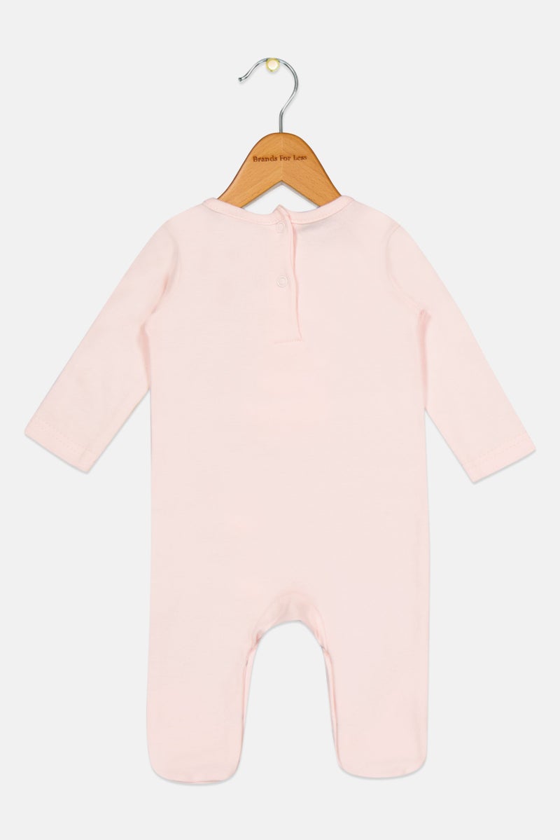 Rock-A-Bye Baby Boutique Toddlers Girl Graphic Print Long Sleeve Rompers With Padded Hanger, Pink - Image 3
