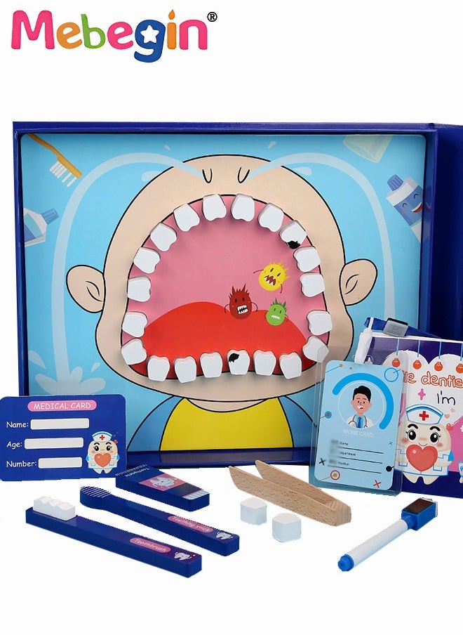 MEBEGIN 31 PCS Wooden Kids Pretend Play Doctor Toys Dentist Medical Kit Play Set Educational Preschool Toys  - Image 1